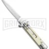8" Leverlock Sim Ivory Automatic Knife - Bayonet Satin Plain 1 8" Leverlock Sim Ivory Automatic Knife - Bayonet Satin Plain -Best Knifes Shop 7.625in Leverlock Sim Ivory Bayo GBS1875 BP 19558 jr large