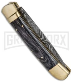 9" Damascus Leverlock Blackwood Automatic Knife - Dagger Damascus Plain -Best Knifes Shop 8.75in LL Dagger Stiletto Blackwood Damascus LV1B BHQ 71507 jr side large