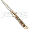 Frank B. 9" Italian Stiletto Stag Automatic Knife - Gold Bayonet -Best Knifes Shop 9 fb stag gold bayo jm large