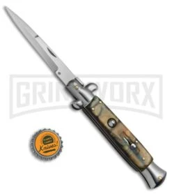 9.5" Anomaly Stiletto Caramel Swirl Automatic Knife - Bayo Satin Plain 9 9.5" Anomaly Stiletto Caramel Swirl Automatic Knife - Bayo Satin Plain -Best Knifes Shop 9.5in Anomaly Stiletto Caramel Swifl Bayo Satin WNS A155CR BP 20257 jr bottlecap large