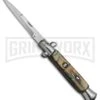 9.5" Anomaly Stiletto Caramel Swirl Automatic Knife - Bayo Satin Plain -Best Knifes Shop 9.5in Anomaly Stiletto Caramel Swifl Bayo Satin WNS A155CR BP 20257 jr large
