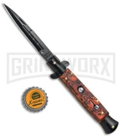 9" Anomaly Stiletto Red Skull Automatic Knife - Bayonet Black Plain 9 9" Anomaly Stiletto Red Skull Automatic Knife - Bayonet Black Plain -Best Knifes Shop 9in Anomaly Stiletto Red Skull Bayo Black Plain A150ZR BP 23751 jr bottlecap large