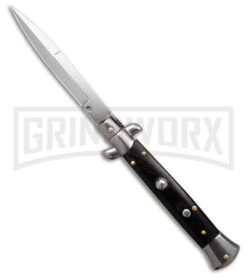 9" Frank B. Buffalo Horn Automatic Stiletto Knife - Bayonet