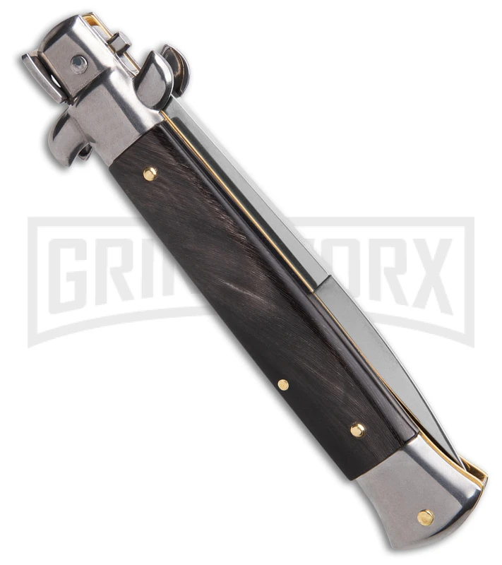9" Frank B. Buffalo Horn Automatic Stiletto Knife - Bayonet 5 9" Frank B. Buffalo Horn Automatic Stiletto Knife - Bayonet - Image 3