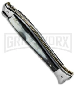 AGA Campolin 10" Brazil Horn Fishtail Picklock Automatic Knife - Polish Plain 8 AGA Campolin 10" Brazil Horn Fishtail Picklock Automatic Knife - Polish Plain -Best Knifes Shop AGA Campolin 10in Fishtail Picklock Italian BP 20096 jr side large