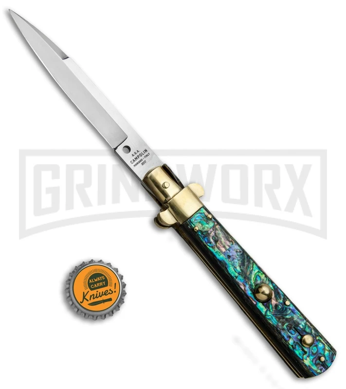 AGA Campolin 10" Abalone Frosolone Stiletto Automatic Knife - Bayonet 7 AGA Campolin 10" Abalone Frosolone Stiletto Automatic Knife - Bayonet - Image 5