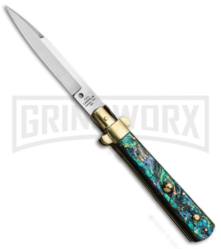 AGA Campolin 10" Abalone Frosolone Stiletto Automatic Knife - Bayonet 3 AGA Campolin 10" Abalone Frosolone Stiletto Automatic Knife - Bayonet