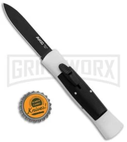 AKC 007 Concord White/Black OTF Automatic Knife - Flat Black 9 AKC 007 Concord White/Black OTF Automatic Knife - Flat Black -Best Knifes Shop AKC 007 Concord OTF White Black Flat GX 30496 jr bottlecap large