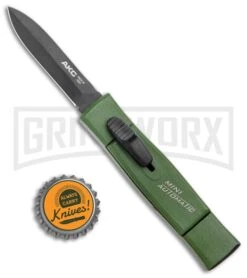 AKC Minion Nato Green OTF Automatic Knife - Dagger Black Plain -Best Knifes Shop AKC 007 Mini Concord OTF Auto NATO Green Dagger Black BHQ 135714 jr bottlecap large