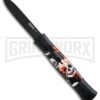 AKC 077 Concord Red/White Skull OTF Automatic Knife - Flat Grind Black Plain