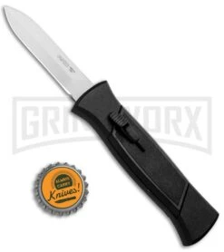 AKC 777 Blackfinger Black OTF Automatic Knife - Dagger Satin Plain -Best Knifes Shop AKC 777 Blackfinger Dagger OTF Auto Black Satin BHQ 50807 jr bottlecap large