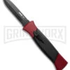 AKC 777 Blackfinger Red/Black OTF Automatic Knife - Black Plain Dagger -Best Knifes Shop AKC 777 Blackfinger Dagger OTF Automatic Knife Red Black 3.375in Black Flat BHQ 184002 hd large
