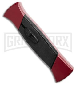AKC 777 Blackfinger Red/Black OTF Automatic Knife - Black Plain Dagger -Best Knifes Shop AKC 777 Blackfinger Dagger OTF Automatic Knife Red Black 3.375in Black Flat BHQ 184002 hd spine large