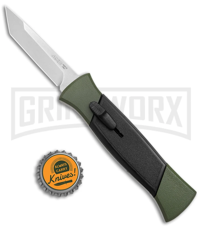 AKC 777 Blackfinger Green/Black OTF Automatic Knife - Satin Tanto 6 AKC 777 Blackfinger Green/Black OTF Automatic Knife - Satin Tanto - Image 4