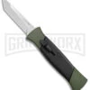 AKC 777 Blackfinger Green/Black OTF Automatic Knife - Satin Tanto -Best Knifes Shop AKC 777 Blackfinger OTF Auto Green Black SW Tanto BHQ 152941 jr large