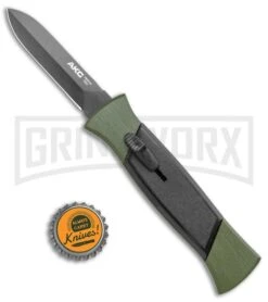 AKC 777 Green Blackfinger Brushed Aluminum OTF Automatic Knife - Black Dagger -Best Knifes Shop AKC 777 Green Blackfinger Dagger OTF Auto Brushed Aluminum Black BHQ 87411 jr bottlecap large