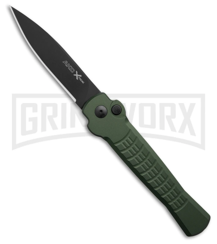 AKC X-treme Ace1 Green Automatic Knife - Black Plain 3 AKC X-treme Ace1 Green Automatic Knife - Black Plain