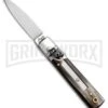 AKC 6" Mini Classic Lever Lock Brazilian Horn Automatic Knife - Satin Plain -Best Knifes Shop AKC Classic Leverlock Brazilian Horn BHQ 50889 ns large