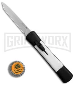 AKC Concord Black/White OTF Automatic Knife - Tanto Satin Plain -Best Knifes Shop AKC Concord Tanto Black White Satin BHQ 90287 er bottlecap large