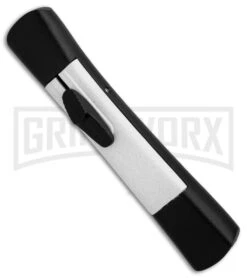 AKC Concord Black/White OTF Automatic Knife - Tanto Satin Plain -Best Knifes Shop AKC Concord Tanto Black White Satin BHQ 90287 er spine large