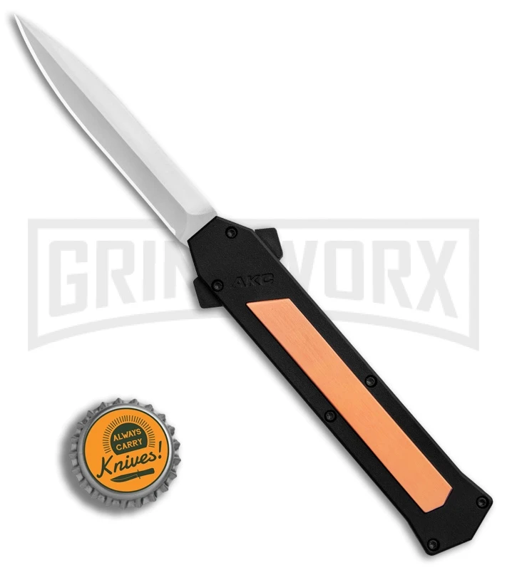 AKC F-16 Copper D/A OTF Automatic Knife - Dagger Satin Plain 6 AKC F-16 Copper D/A OTF Automatic Knife - Dagger Satin Plain - Image 4