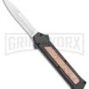 AKC F-16 Black/Wood D/A OTF Automatic Knife - Bayo Satin Plain -Best Knifes Shop AKC F 16 Black Wood DA OTF Auto Bayo Satin Plain BP 24620 jr large
