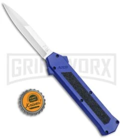 AKC F-16 Blue D/A OTF Automatic Knife - Bayo Satin Plain -Best Knifes Shop AKC F 16 Blue DA OTF Bayo Satin Plain BP 23856 jr bottlecap large