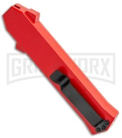 AKC F-16 Red D/A OTF Automatic Knife - Bayo Two Tone Plain -Best Knifes Shop AKC F 16 DA Bayo OTF Auto Red BHQ 112389 jr side large