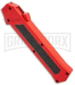AKC F-16 Red D/A OTF Automatic Knife - Bayo Two Tone Plain -Best Knifes Shop AKC F 16 DA Bayo OTF Auto Red BHQ 112389 jr spine large