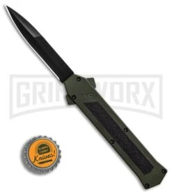 AKC F-16 OD Green D/A OTF Automatic Knife - Bayo Black Plain -Best Knifes Shop AKC F 16 DA Bayonet OD Green Black BHQ 86948 er bottlecap large