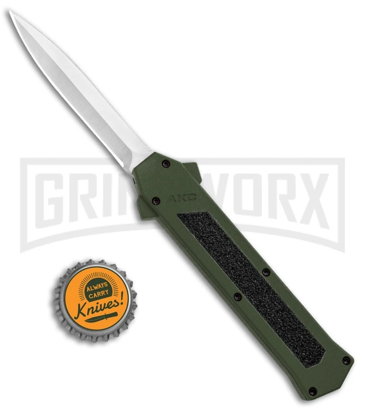 AKC F-16 Green D/A OTF Automatic Knife - Dagger Satin Plain 6 AKC F-16 Green D/A OTF Automatic Knife - Dagger Satin Plain - Image 4