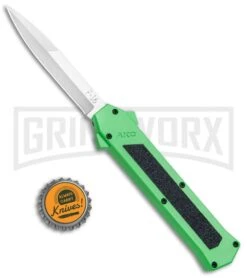 AKC F-16 Green D/A OTF Automatic Knife - Bayo Satin Plain -Best Knifes Shop AKC F 16 Green DA OTF Bayo Satin Plain BP 23855 jr bottlecap large