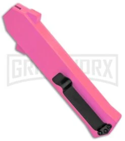 AKC F-16 Pink D/A OTF Automatic Knife - Bayonet Satin Plain -Best Knifes Shop AKC F 16 Pink DA OTF Auto Bayo Satin GX 37618 jr side large