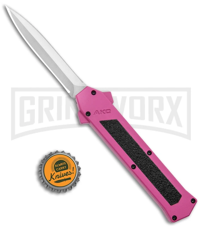 AKC F-16 Pink D/A OTF Automatic Knife - Dagger Satin Plain 6 AKC F-16 Pink D/A OTF Automatic Knife - Dagger Satin Plain - Image 4