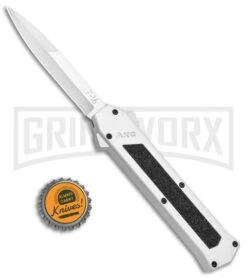 AKC F-16 White D/A OTF Automatic Knife - Bayo Satin Plain -Best Knifes Shop AKC F 16 White DA OTF Bayo Satin Plain BP 23853 jr bottlecap large