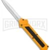 AKC F-16 Yellow D/A OTF Automatic Knife - Dagger Satin Plain -Best Knifes Shop AKC F 16 Yellow DA OTF Auto Dagger Satin GX 37626 jr large