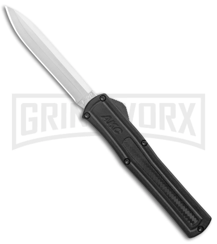 AKC F-20 Black CF D/A OTF Automatic Knife - Spear Point Satin Plain 3 AKC F-20 Black CF D/A OTF Automatic Knife - Spear Point Satin Plain
