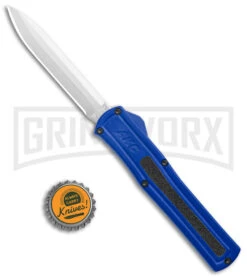 AKC F-20 Blue D/A OTF Automatic Knife - Spear Point Satin Plain 9 AKC F-20 Blue D/A OTF Automatic Knife - Spear Point Satin Plain -Best Knifes Shop AKC F 20 DA Dagger OTF Auto Blue Satin BHQ 140833 jr bottlecap large