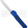 AKC F-20 Blue D/A OTF Automatic Knife - Spear Point Satin Plain -Best Knifes Shop AKC F 20 DA Dagger OTF Auto Blue Satin BHQ 140833 jr large