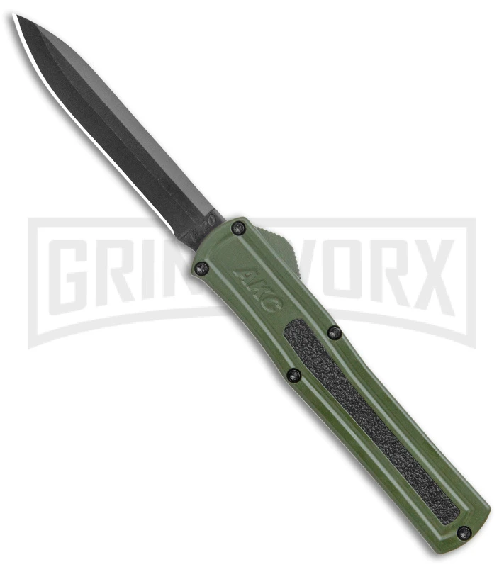 AKC F-20 Green D/A OTF Automatic Knife - Black Plain 3 AKC F-20 Green D/A OTF Automatic Knife - Black Plain