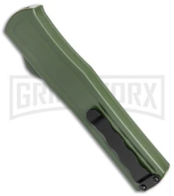 AKC F-20 OD Green Aluminum D/A OTF Automatic Knife - Dagger Black Plain -Best Knifes Shop AKC F 20 DA Dagger OTF Auto OD Green Black BHQ 146285 jr side large