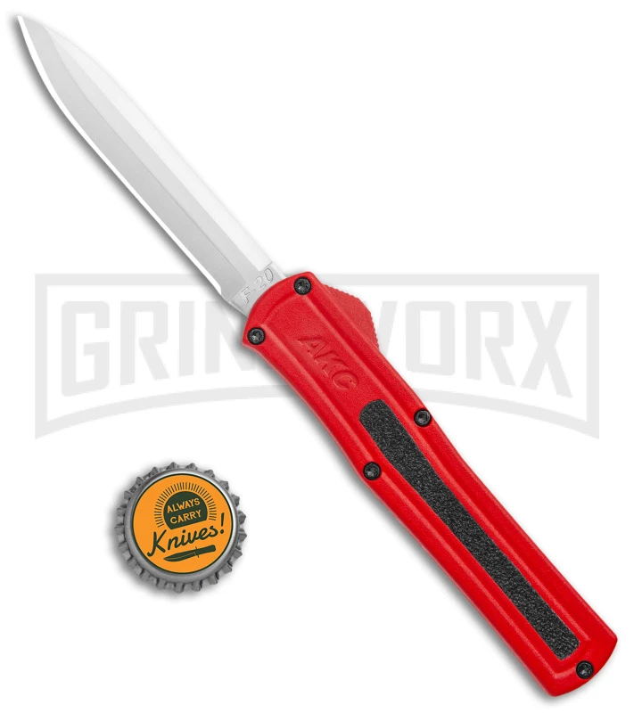 AKC F-20 Red D/A OTF Automatic Knife - Satin Plain 6 AKC F-20 Red D/A OTF Automatic Knife - Satin Plain - Image 4