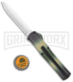 AKC F-20 Camo D/A OTF Automatic Knife - Spear Point Satin Plain -Best Knifes Shop AKC F 20 DA SP OTF Auto Camo Satin BHQ 141095 jr bottlecap large