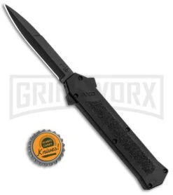 AKC F-16 Black Inlay D/A OTF Automatic Knife - Bayo Black Plain -Best Knifes Shop AKC F DA Bayo OTF Black Inlay Black BHQ 83219 jr bottlecap large