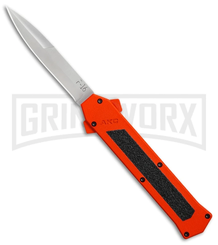 AKC F-16 Orange D/A OTF Automatic Knife - Bayo Satin Plain 3 AKC F-16 Orange D/A OTF Automatic Knife - Bayo Satin Plain
