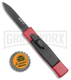 AKC Minion Concord Red/Black OTF Automatic Knife - Black Plain -Best Knifes Shop AKC Minion Concord OTF Auto Red Black Black BHQ 24199 jr bottlecap large