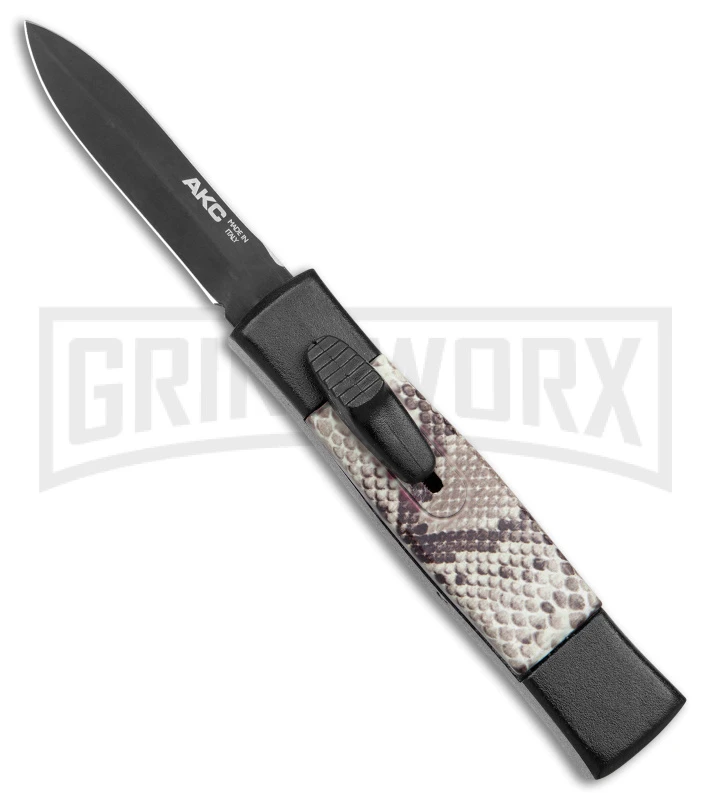 AKC Minion Concord Snake Skin OTF Automatic Knife - Dagger Black Plain 3 AKC Minion Concord Snake Skin OTF Automatic Knife - Dagger Black Plain