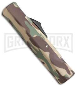 AKC Minion Concord Green Camo OTF Automatic Knife - Flat Gold Plain -Best Knifes Shop AKC Minion Concord OTF Green Camo Gold BHQ 72048 jr side large