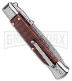 AKC Swinguard 9" Snakewood (Damascus Bayonet Blade) 8 AKC Swinguard 9" Snakewood (Damascus Bayonet Blade) -Best Knifes Shop AKC Swinguard 9in Snakewood Damascus Bayo GX 4274 jr side large