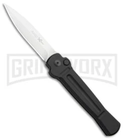 AKC X-treme Ace Black Automatic Knife - Satin Plain